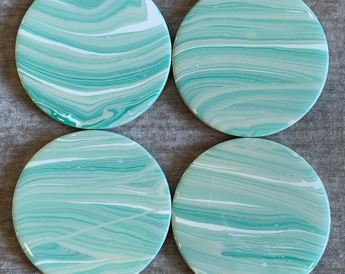 Coasters Mint green and white