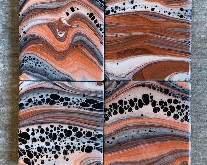 Coasters Copper White and Black