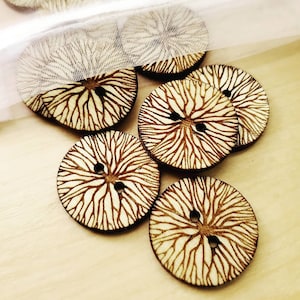 Strong Roots Wooden Buttons - Laser Engraved Birch, Set of 20