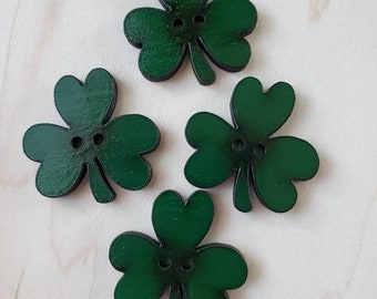 Wooden Shamrock Buttons -Set of 20 - Laser Cut Buttons - 1.2 inches - Craft Buttons -Sewing, Knitting, Scrapbooking
