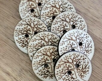Tree of Life Buttons Style A Set of 20 - Wooden Buttons - Laser Engraved Buttons - 1 or 1.25 inch - Knitting Crochet Sewing Projects