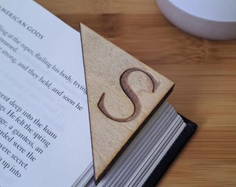 Personalized Wooden Letter Corner Bookmark, Filigree Bookmark, Wooden Bookmark, Book Lover Gift