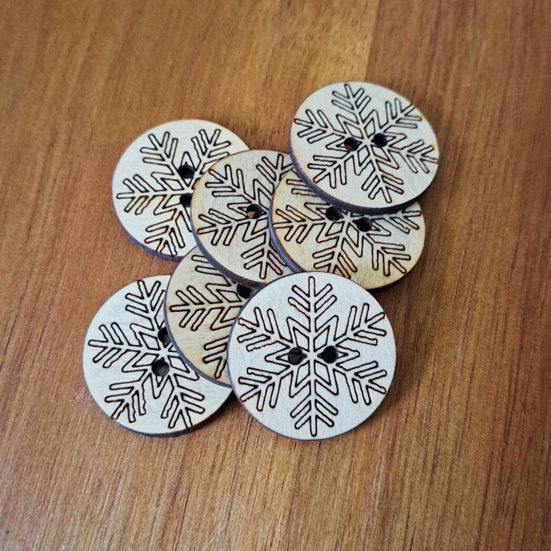 Snowflake Buttons Set of 20 - Wooden Buttons - Laser Engraved Buttons ...