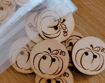 Fall Autumn Pumpkin Buttons Set of 20 - Laser Engraved Buttons - 1.18 inch, 30 mm - Knitting Projects - Crochet Projects -Sewing Projects