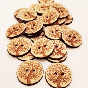 Tree of Life Buttons Style B Set of 20 Wooden Buttons Laser Engraved Buttons 1/2, 1, or 1.25 inch Knitting Crochet Sewing Projects imagem 3