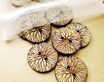 Strong Roots Buttons Set of 20 - Wooden Buttons - Laser Engraved Buttons -1 inch and 1.25 Inches  - Knitting Crochet Sewing Projects