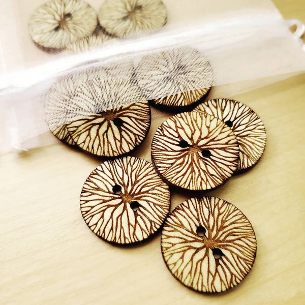 Strong Roots Buttons Set of 20 - Wooden Buttons - Laser Engraved Buttons -1 inch and 1.25 Inches  - Knitting Crochet Sewing Projects