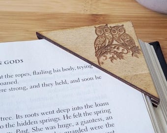 Personalized Wooden Corner Bookmark, Owl Bookmark, Wooden Bookmark, Book Lover Gift