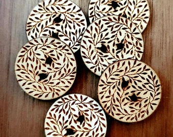 Wooden Leaf Buttons Set of 20 - Laser Engraved Buttons - 3/4 to 1.25 Inch  - Knitting Projects - Crochet Projects -Sewing Projects