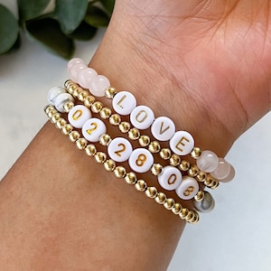Pulsera personalizada con letras para parejas, pulsera a juego, pulsera para aniversario con fecha especial, pulsera con nombre personalizado, regalo para tu pareja