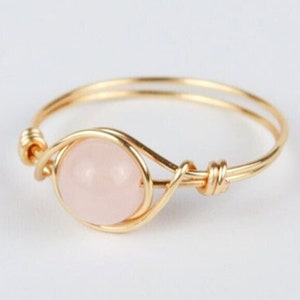 Rose Quartz Ring, Wire Wrapped Crystal Ring, Rose Quartz Wire Ring, Crystal Jewelry Gift For Her, Custom Crystal Ring, Crystal For Love