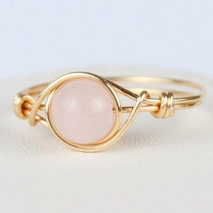 Rose Quartz Ring, Wire Ring, Rose Quartz Gemstone Ring, Healing Gemstone Jewelry, Crystal Jewelry For Love