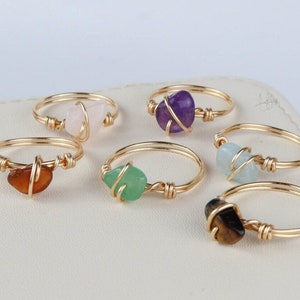 Crystal Ring, Wire Wrapped Crystal Ring, Unique Crystal Chip Wire Ring, Healing Gemstone Jewelry, Custom Crystal Ring, Jewelry Gift For Her