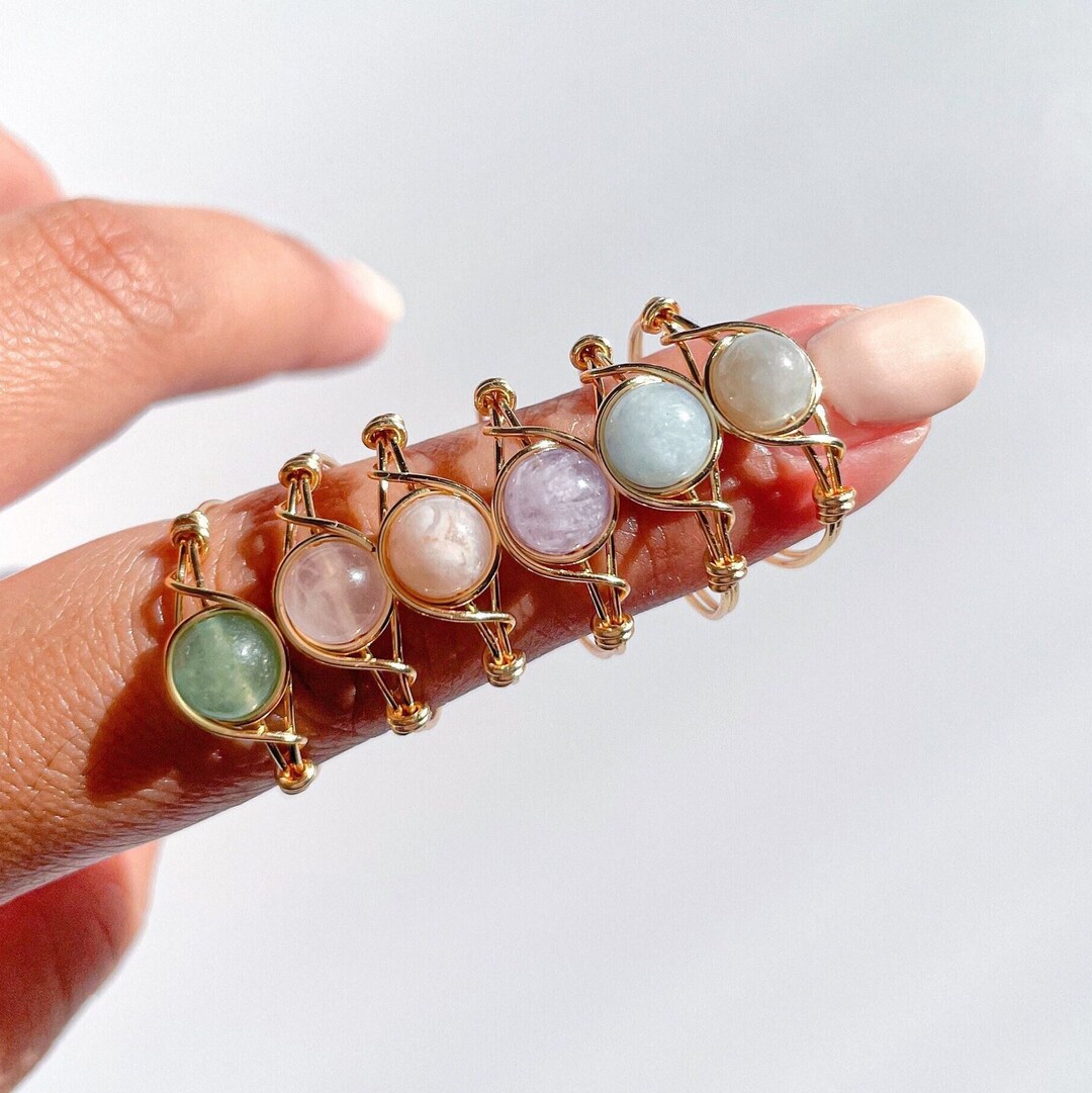 Simple Crystal Rings Crystal Ring, Dainty Wire Wrapped Crystal Ring, Natural Crystal ...