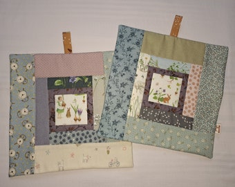Beautiful pot holders, magically delicate powdery spring fabrics are used here - 24 x 24 cm in size. I love her