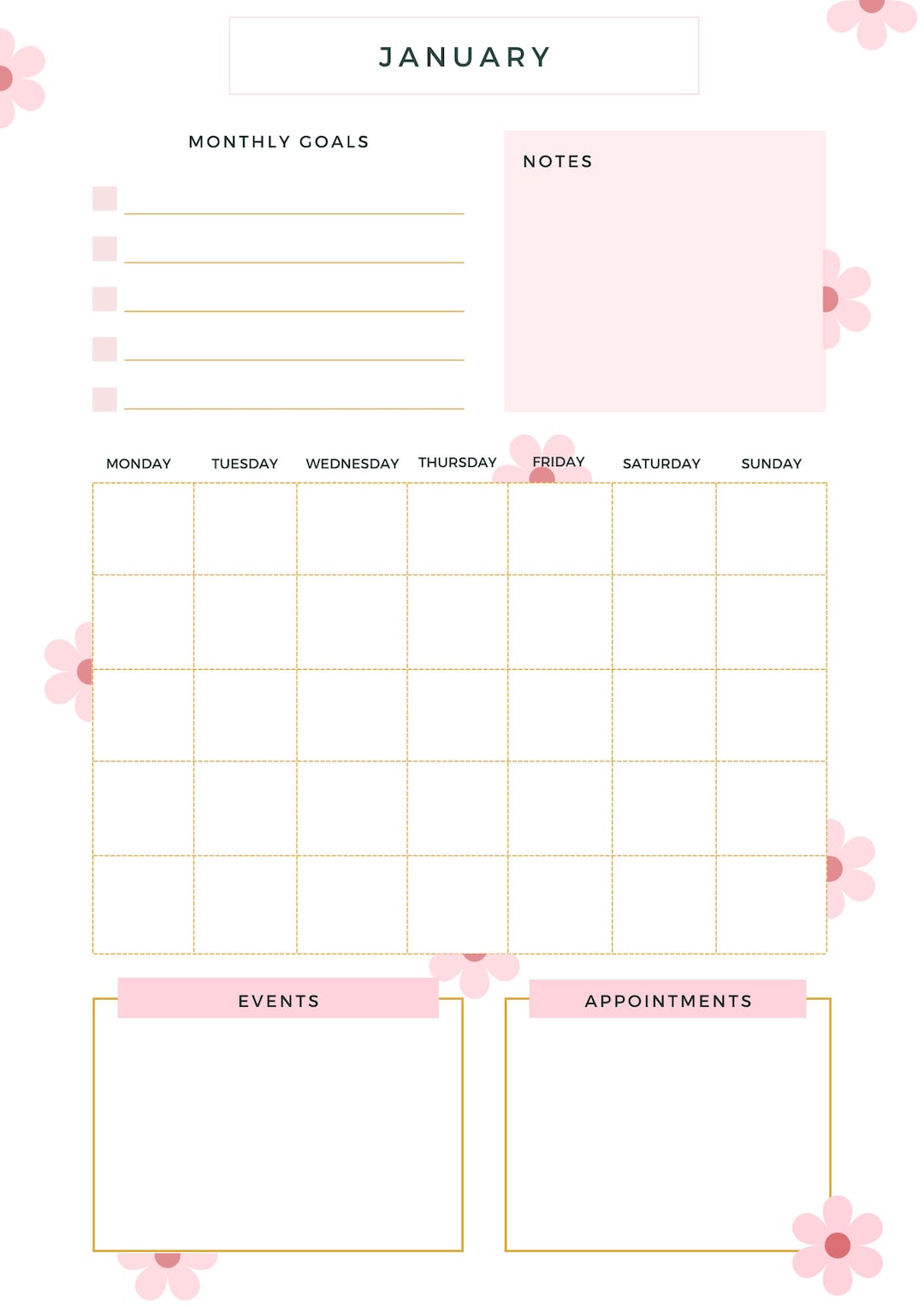Printable Year Planner A4