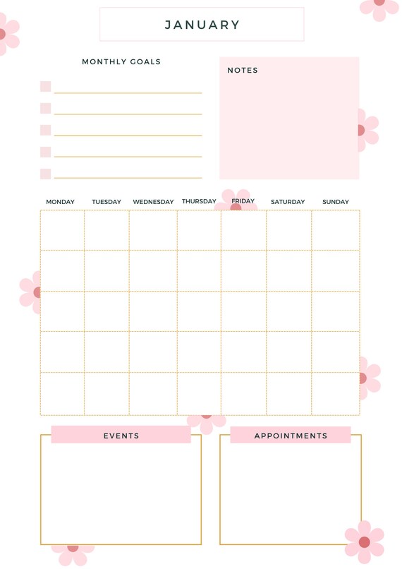 Printable A4 Sized Yearly Planner Digital Download Yearly - Etsy