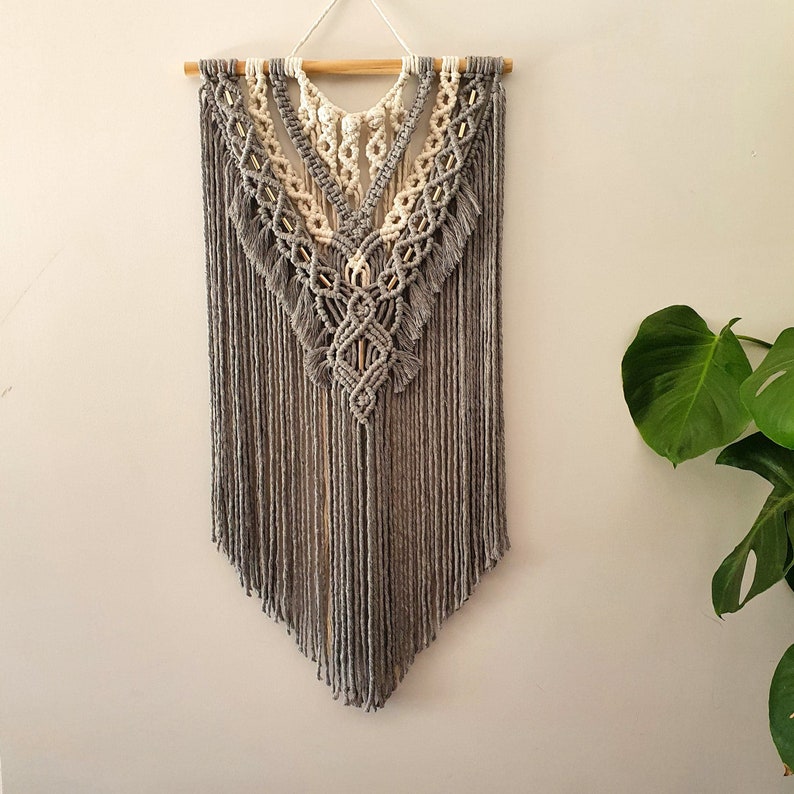 AMELIE Macrame Wall Hanging / Boho Wall Hanging / Beaded Macrame / Choose your colour / Custom Macrame / Earthy Tone Decor image 1