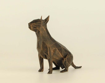 Low Poly Bull Terrier Figurine, Hand Painted Miniature Bull Terrier Sculpture, Unique Gift for Dog Lovers and Pet Owners, Interior Design