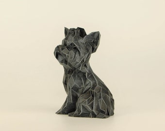 Low Poly Yorkshire Terrier Figurine, Hand Painted Yorkie Sculpture, Unique Gift for Dog Lovers and Pet Owners, Interior Design Office Decor
