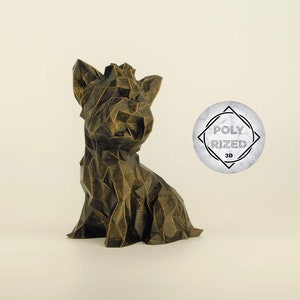 Low Poly Yorkshire Terrier Figurine, Hand Painted Yorkie Sculpture, Unique Gift for Dog Lovers and Pet Owners, Interior Design Office Decor