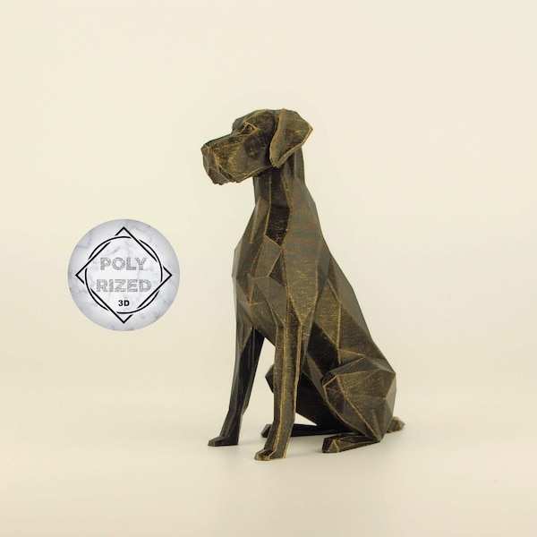Low Poly Great Dane Figurine, Hand Painted Dog Sculpture, Unique Gift for Dog Lovers and Pet Owners, Interior Design Office Decor
