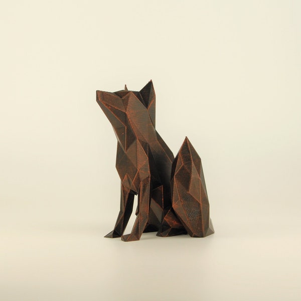 Sitting Fox Figurine | Hand-painted Fox Sculpture | Unique Gift for Animal Lovers | Interior Design Office and Home Decor