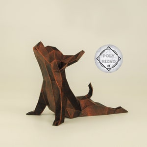 Cute Chihuahua Yoga Figurine, hand painted Low Poly Dog Sculpture, Unique Gift for Dog Lovers and Pet Owners, Interior Design Office Decor
