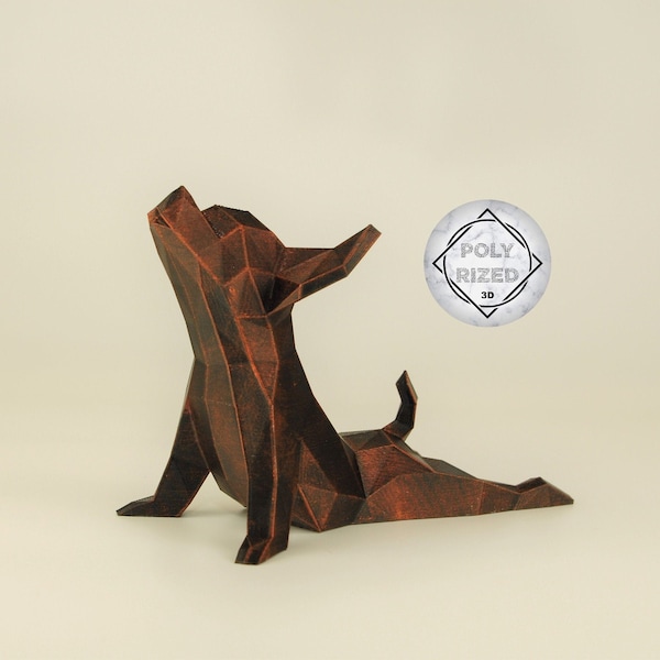 Cute Chihuahua Yoga Figurine, hand painted Low Poly Dog Sculpture, Unique Gift for Dog Lovers and Pet Owners, Interior Design Office Decor