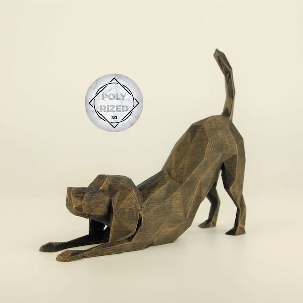 Figurine Low Poly Beagle, Sculpture de Beagle Yoga peinte à la main, Cadeau unique pour les amoureux des chiens et les propriétaires d'animaux, Décoration d'intérieur