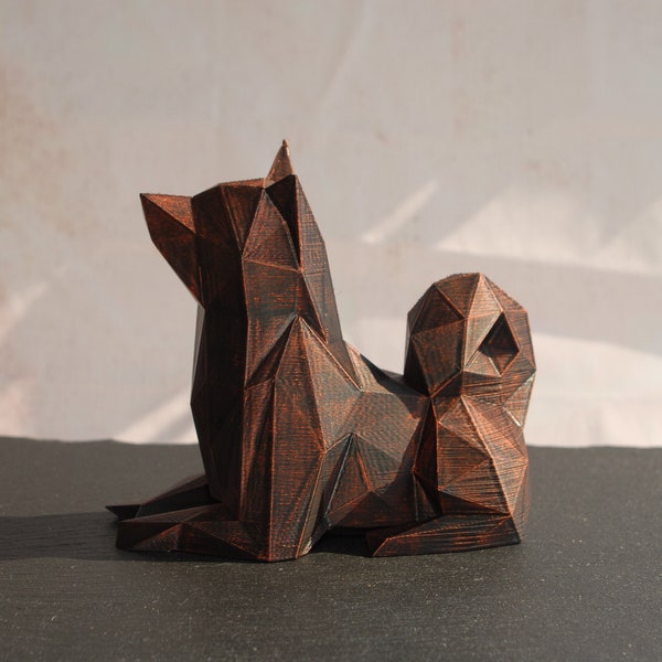Low Poly Shiba Inu Hundefigur Doge | Akita Inu Skulptur | 3D-gedruckt & handbemalt | Einzigartiges Weihnachtsgeschenk | Deko für Zuhause