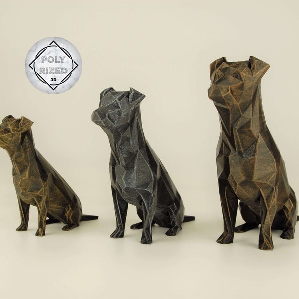 Jack Russell Terrier Figur, Handbemalte Low Poly Skulptur, Einzigartiges Geschenk für Hundeliebhaber und Haustierbesitzer, Deko für Zuhause