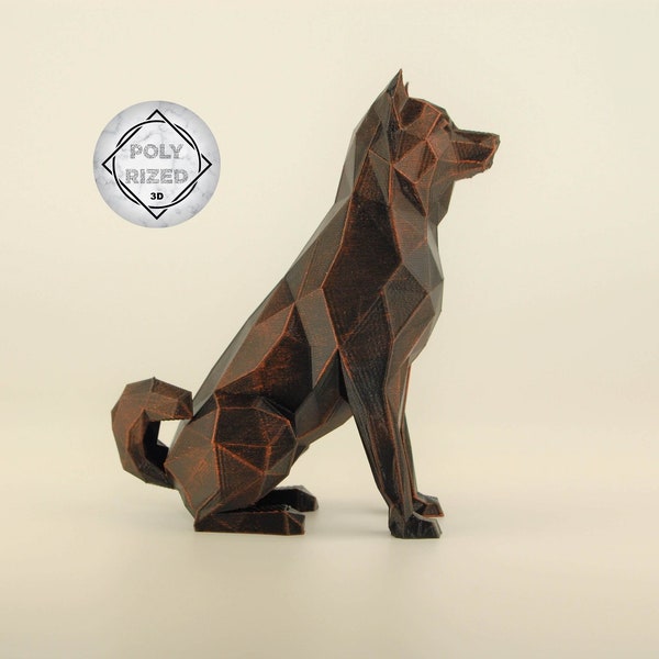 Figurine Shiba Inu Low Poly, sculpture Akita Inu peinte à la main, cadeau unique pour les amoureux des chiens et les propriétaires d’animaux de compagnie, décoration de la maison