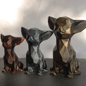 Low Poly Chihuahua Figurine Dog Hand Painted Chi Sculpture 3D Printed & Hand Painted Unique Christmas Gift Home Decor image 1