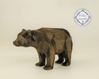 Figurine d’ours debout peinte à la main, sculpture d’ours brun Low Poly, cadeau unique pour les amoureux des animaux, intérieur décoratif et bureau