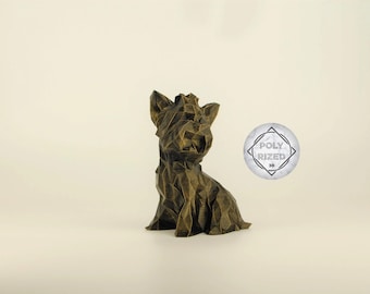 Low Poly Yorkshire Terrier Figurine, Hand Painted Yorkie Sculpture, Unique Gift for Dog Lovers and Pet Owners, Interior Design Office Decor