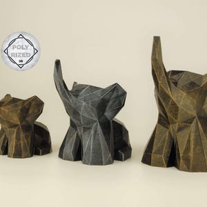 Elephant Figurine hand-painted, Low Poly Baby Elephant Sculpture, Unique Gift for Animal Lovers, Interior Design Office and Home Decor