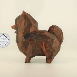 Low Poly Pomeranian Figurine, Hand Painted German Spitz Sculpture, Unique Gift for Dog Lovers and Pet Owners, Interior Design Office Decor