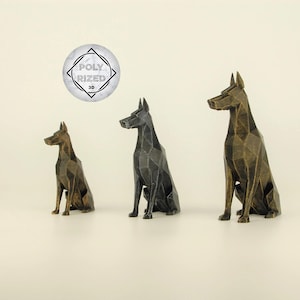 Met de hand beschilderd Dobermann-hondenbeeldje, laag poly Dobermann-sculptuur, uniek cadeau voor hondenliefhebbers en huisdiereigenaren, woondecoratie