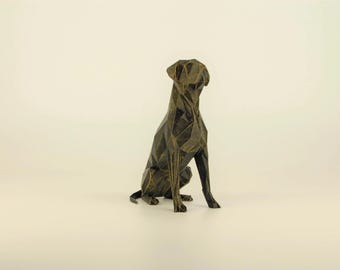 Low Poly Boxer Dog Figurine, Hand Painted Bull Mastiff Sculpture, Unique Gift for Dog Lovers and Pet Owners, Interior Design Office Decor