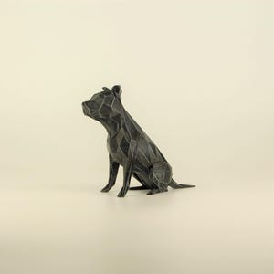 Low Poly Staffordshire Bull Terrier, Hand Painted American Staffordshire Terrier Sculpture, Unique Gift for Dog Lovers and Pet Owners