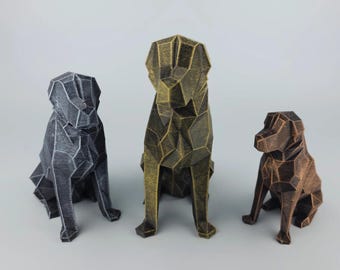 Golden Retriever Figurine Low Poly, Hand-Painted Goldie Sculpture, Minimalistic Labrador Retriever Statue, Lab Miniature, Cute Labrador Dog