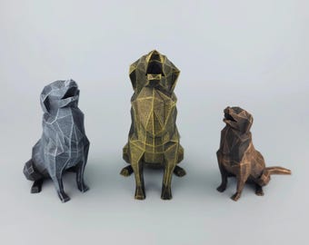 Golden Retriever Figurine Low Poly, Hand-Painted Goldie Sculpture, Minimalistic Labrador Retriever Statue, Lab Miniature, Cute Labrador Dog