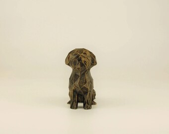 Maltese Dog Figurine hand-painted, Low Poly Bichon Frise Sculpture, Unique Gift for Dog Lovers and Pet Owners, Interior Design Decor Office