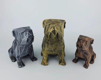 English Bulldog Figurine Low Poly, Hand-Painted  British Bulldog Sculpture, Minimalistic Australian Bulldog Statue, modern elegant Miniature