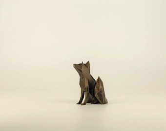Sitting Fox Figurine | Hand-painted Fox Sculpture | Unique Gift for Animal Lovers | Interior Design Office and Home Decor