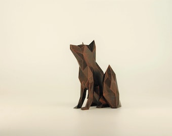 Sitting Fox Figurine | Hand-painted Fox Sculpture | Unique Gift for Animal Lovers | Interior Design Office and Home Decor