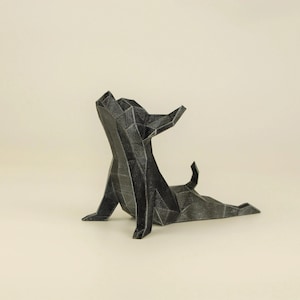 Süße Chihuahua Yoga Figur, Low Poly Hunde Skulptur, Einmaliges Geschenk für Hundeliebhaber und Haustierbesitzer, Deko für Wohnzimmer