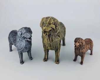 Low Poly Bernese Mountain Dog Figurine | Hand Painted Bernese Cattle Dog Sculpture | Appenzeller Sennenhund Statue | Modern Geometric Art