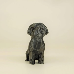 Malteser Hund Figur, Low Poly Bichon Frise Skulptur, Einzigartiges Geschenk für Hundeliebhaber und Haustierbesitzer, Inneneinrichtung Deko